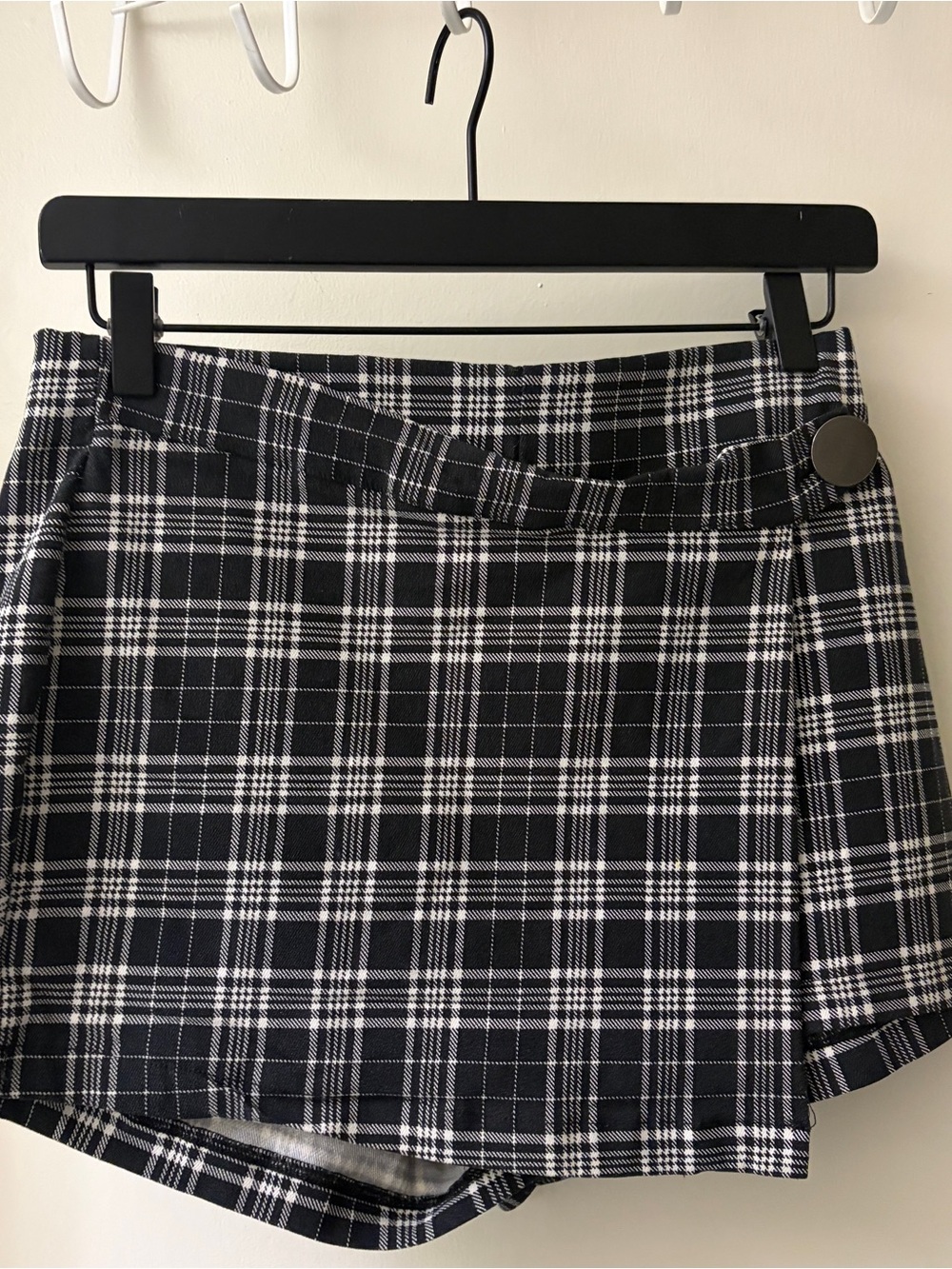 Black and White Plaid Wrap Skort - Picture 2 of 5
